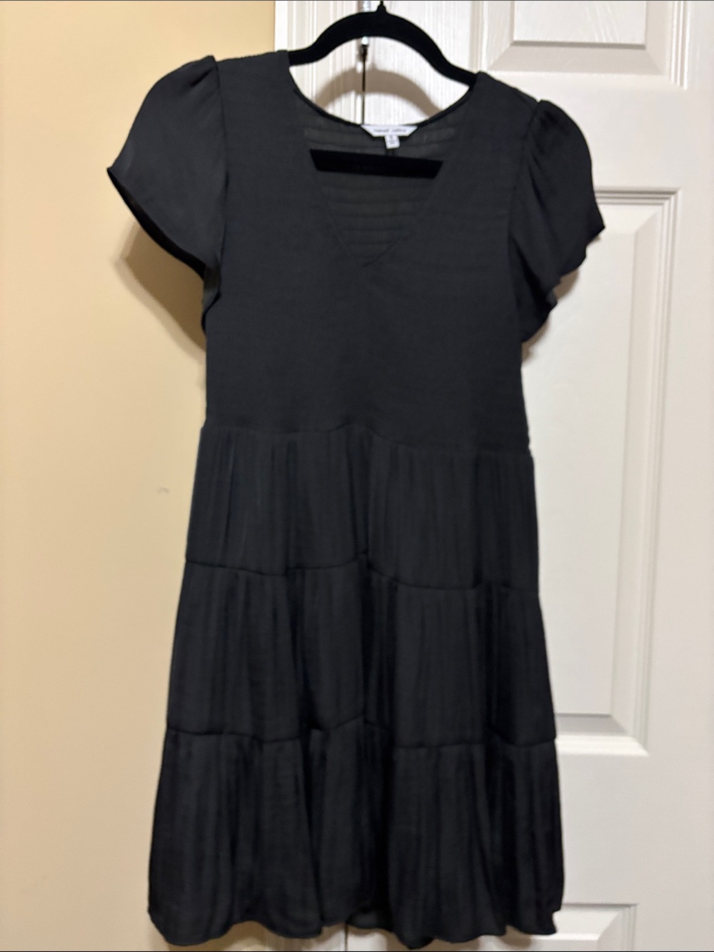Naked Zebra Black Tiered Short-Sleeve Dress